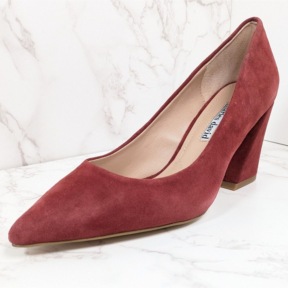 NEW Charles David Womens Arsenal Pointed Toe Suede Pump Mulberry Red 6M